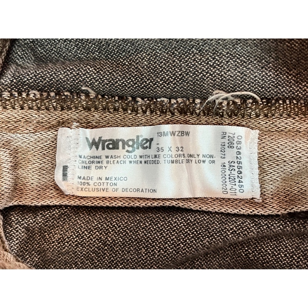 Wrangler Mens Cowboy Cut Original Fit Jeans 35x32 Vintage Wash Brown 13MWZBW - Picture 4 of 6